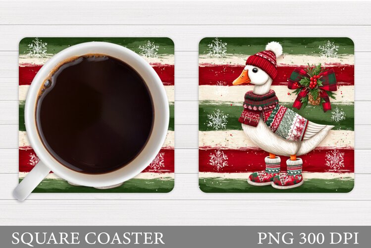 Christmas Goose Coaster. Christmas Coaster Sublimation example image 1