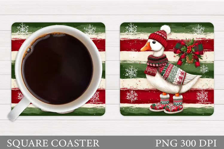 Christmas Goose Coaster. Christmas Coaster Sublimation