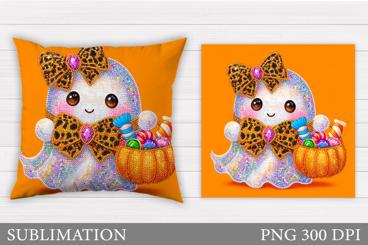 Cute Ghost Pillow Design. Halloween Pillow Sublimation