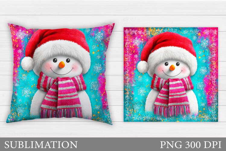 Cute Snowman Pillow Sublimation. Christmas Pillow Design example image 1