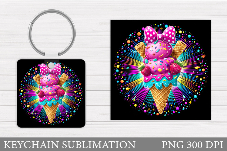 Ice Cream Keychain Design. Summer Keychain Sublimation