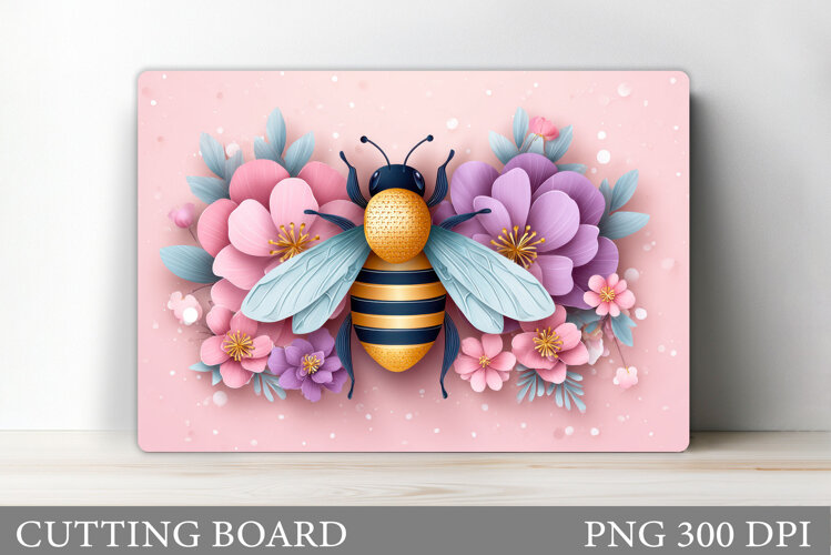 Bee Cutting Board Design. Flowers Kitchen Cutting Board example image 1