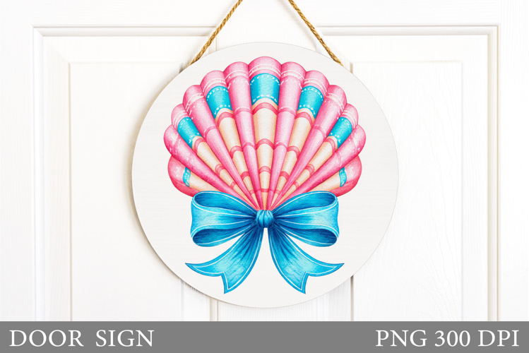 Seashell Door Sign Sublimation. Summer Door Sign Design example image 1