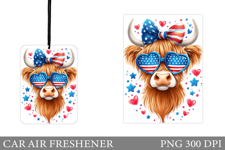 Patriotic Cow Car Air Freshener. Patriotic Cow Sublimation