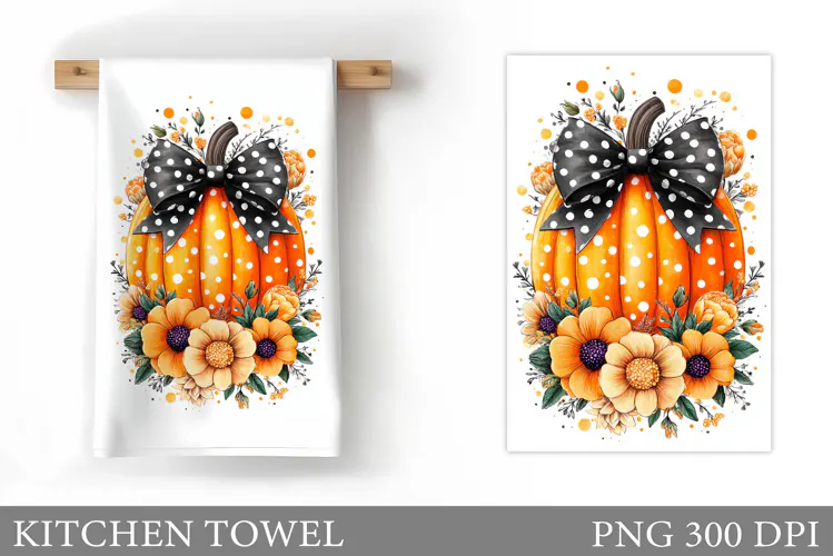 Pumpkin Kitchen Towel. Fall Kitchen Towel Sublimation