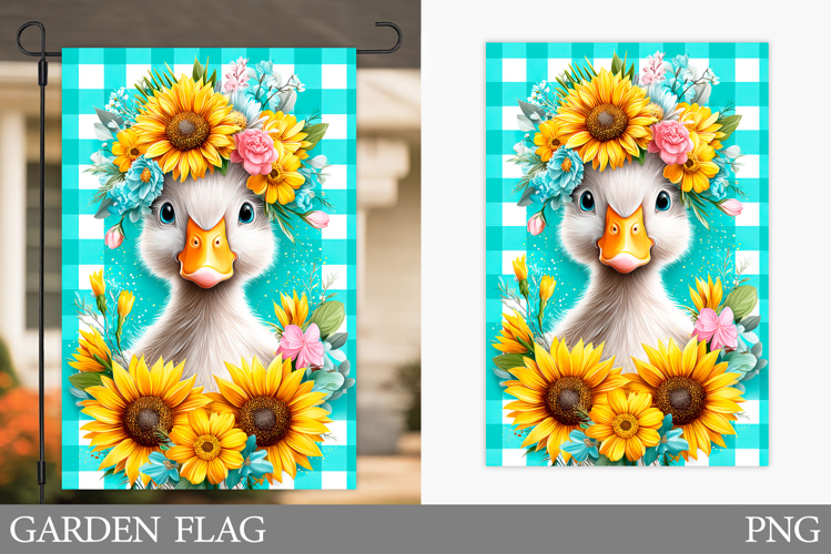 Cute Goose Garden Flag Design. Summer Goose Garden Flag