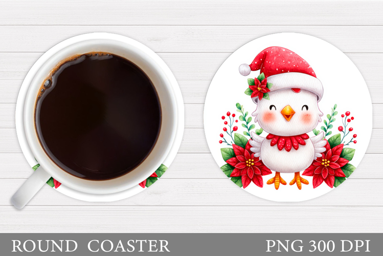 Christmas Chicken Coaster. Christmas Coaster Sublimation