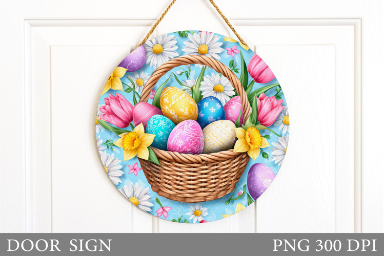 Easter Door Sign Sublimation. Easter Eggs Door Sign Design example image 1