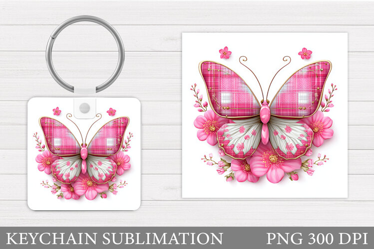 Butterfly Keychain Design. Butterfly Square Keychain example image 1