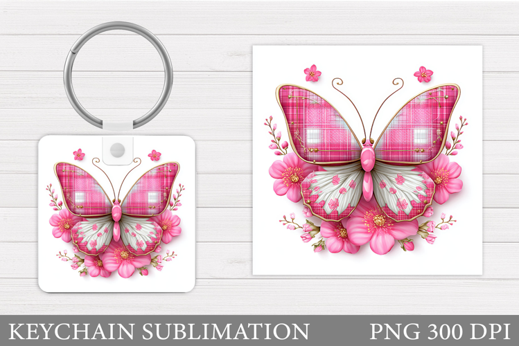 Butterfly Keychain Design. Butterfly Square Keychain