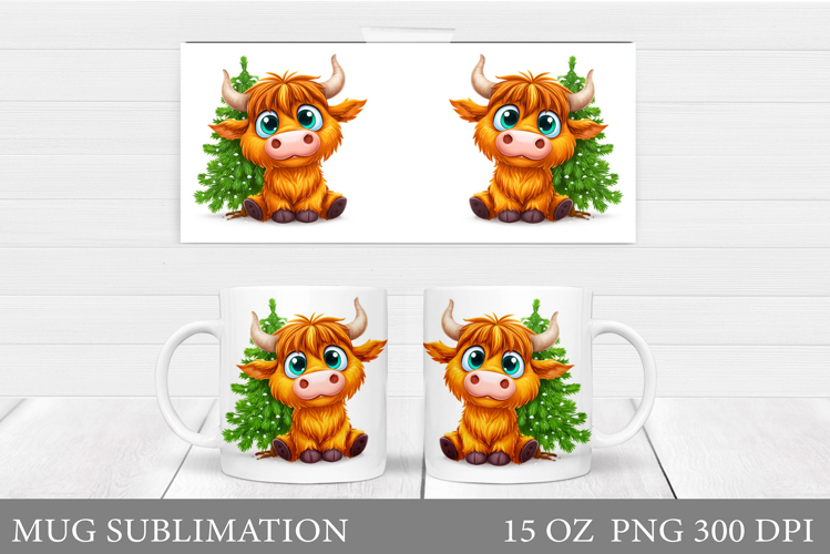 Christmas Cow Mug Design. Christmas Mug Sublimation
