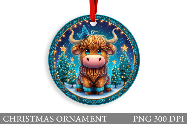 Cute Cow Christmas Ornament. Christmas Ornament Sublimation
