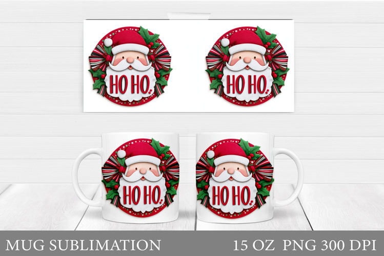 Santa Claus Mug Design. Christmas Mug Sublimation