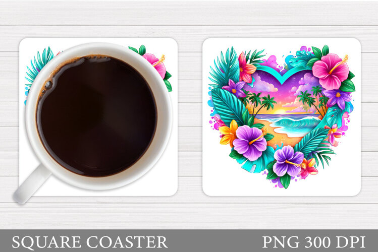 Beach Coaster Sublimation. Sea Coaster Design example image 1