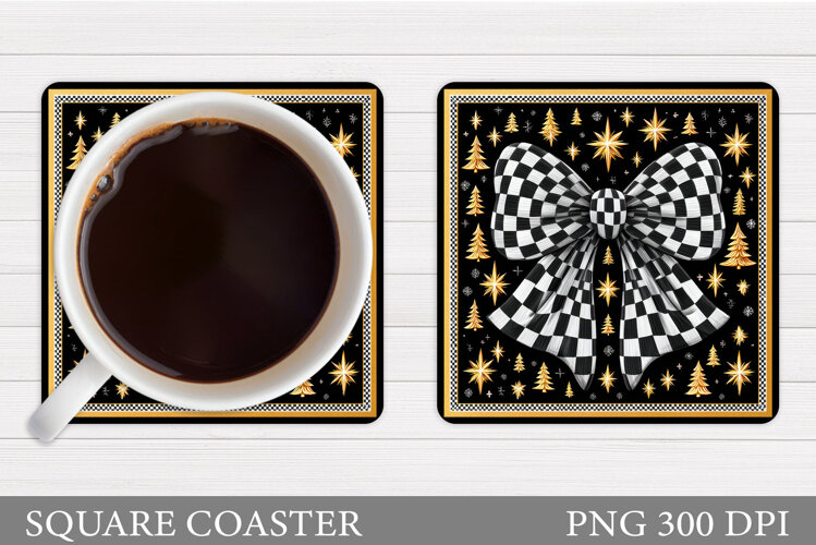 Christmas Bow Coaster. Christmas Coaster Sublimation example image 1