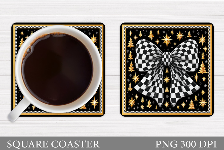Christmas Bow Coaster. Christmas Coaster Sublimation