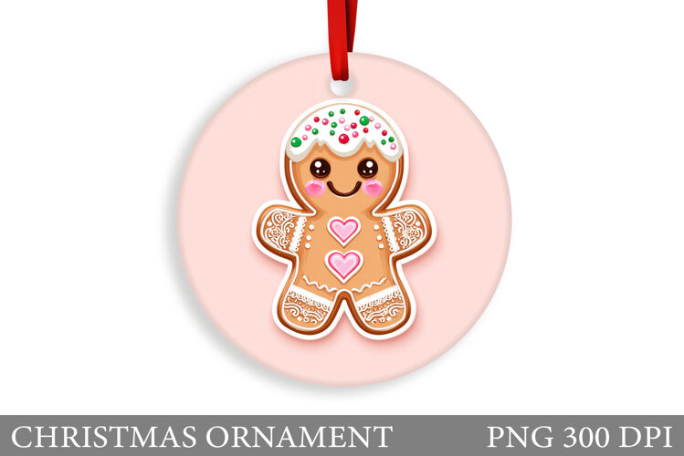 Gingerbread Christmas Ornament. Cute Raccoon Sublimation example image 1