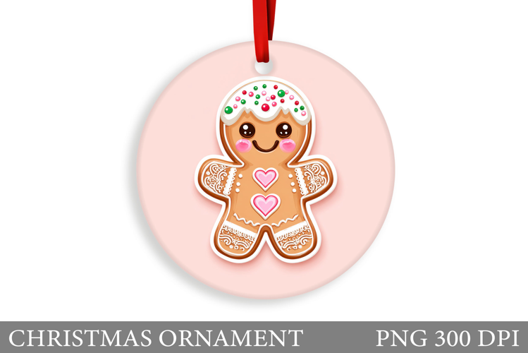 Gingerbread Christmas Ornament. Cute Raccoon Sublimation