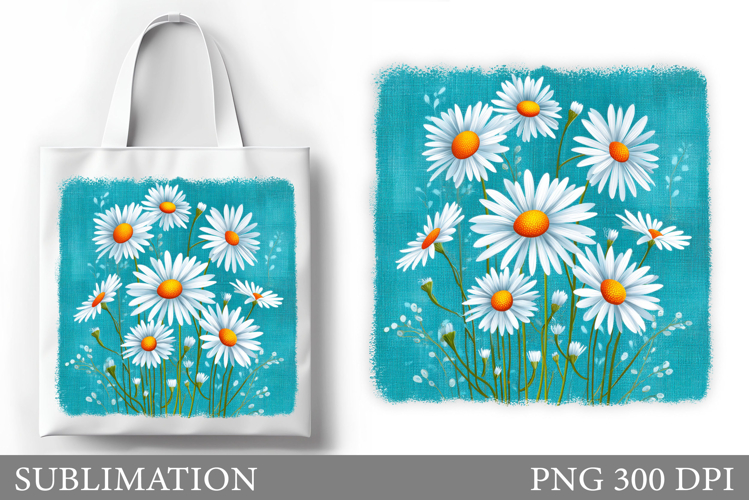 Daisy Flowers Tote Bag Design. Flowers Tote Bag Sublimation
