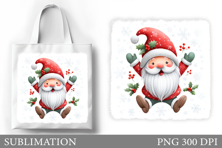 Christmas Gnome Tote Bag. Christmas Tote Bag Sublimation