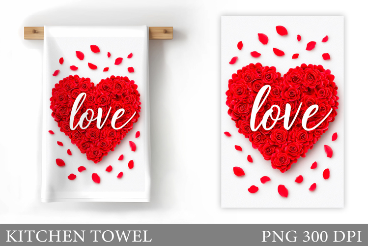 Love Kitchen Towel Sublimation. Valentines Kitchen Towel