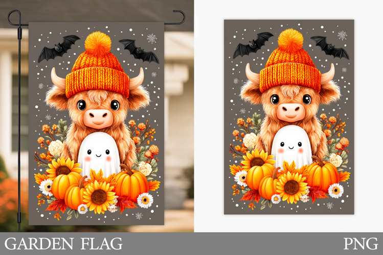 Halloween Cow Garden Flag Design. Halloween Garden Flag