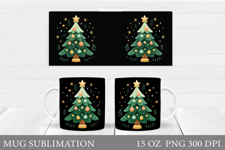 Christmas Tree Mug Design. Christmas Tree Mug Sublimation