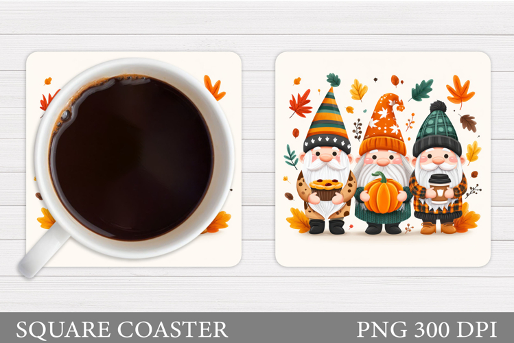 Fall Gnome Coaster Design. Fall Coaster Sublimation