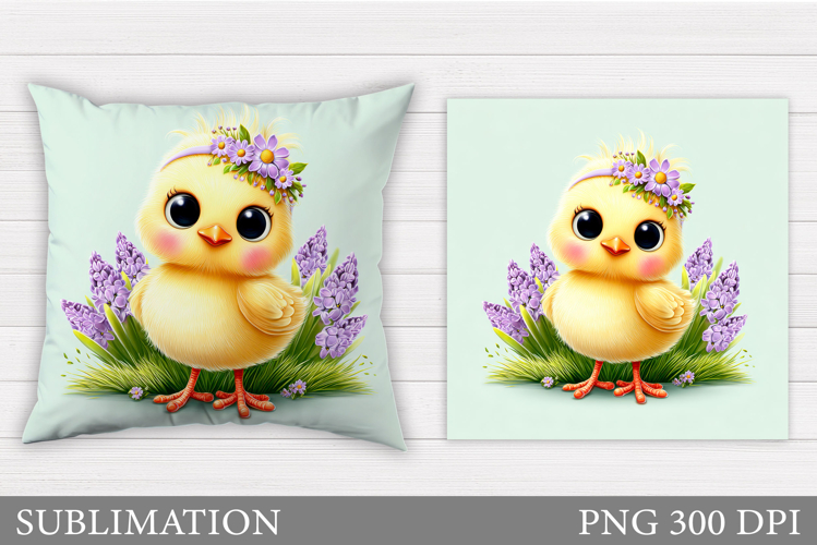 Spring Chick Pillow Sublimation. Spring Pillow Design