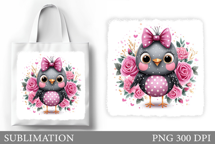 Cute Bird Tote Bag Design. Cute Bird Sublimation