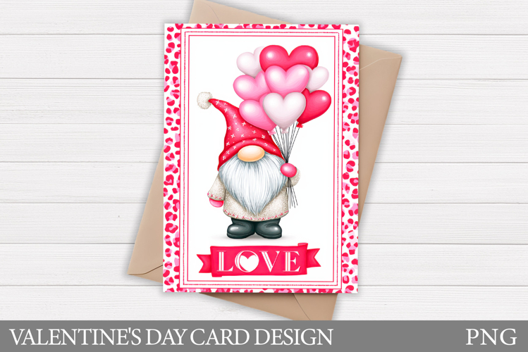 Valentines Gnome Card Printable. Valentines Card Design