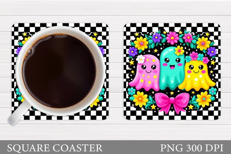 Ghost Coaster Design. Halloween Sublimation example image 1