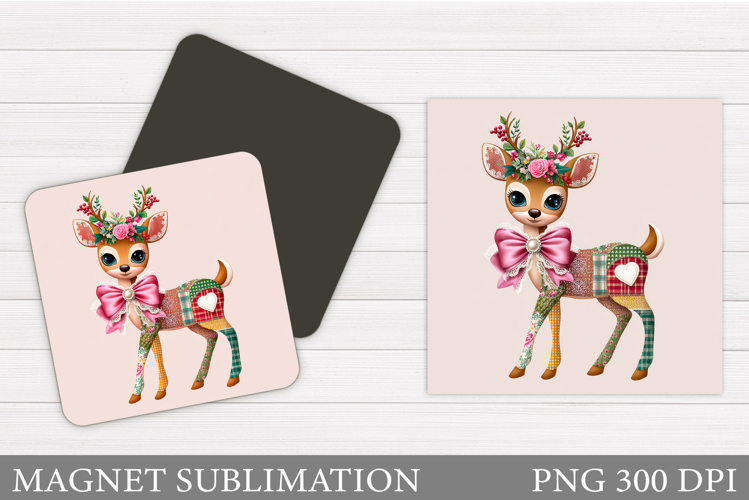 Christmas Deer Magnet Design. Christmas Magnet Sublimation