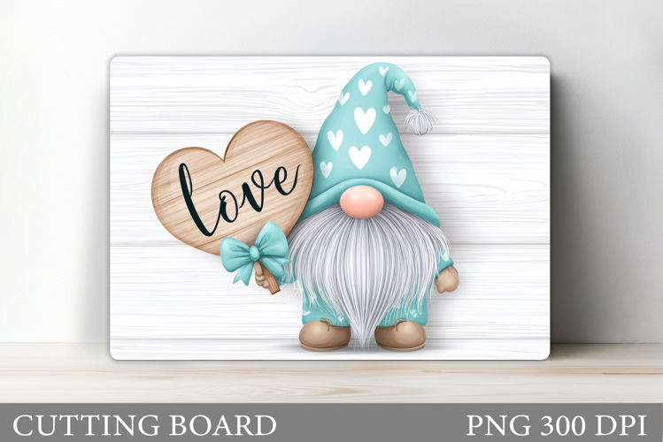 Valentine Gnome Cutting Board. Valentines Cutting Board