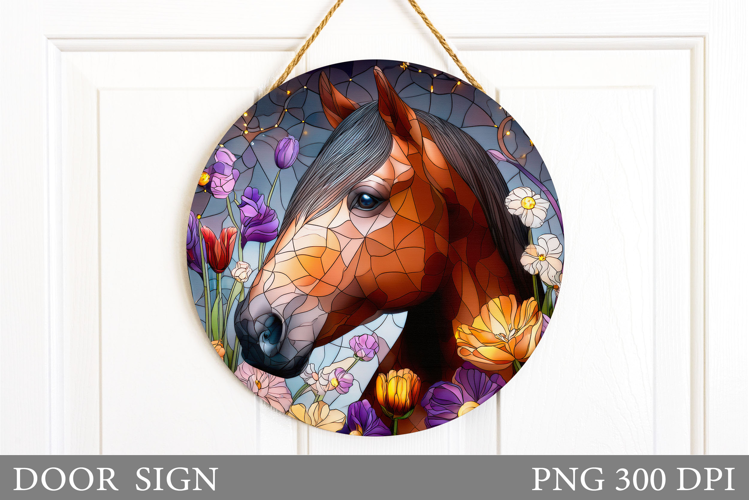 Horse Flowers Door Sign Design. Horse Door Sign Sublimation