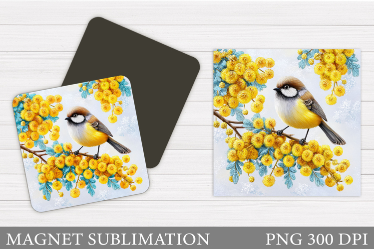 Bird Magnet Sublimation. Bird Flowers Magnet Design
