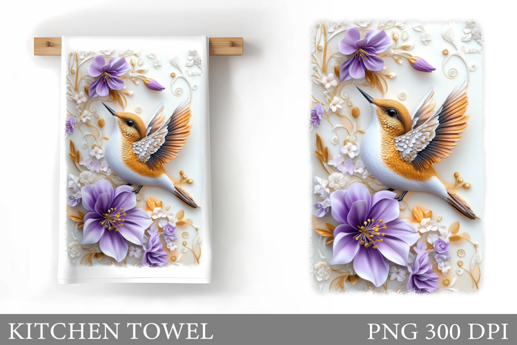 Bird Kitchen Towel Design. Cute Bird Sublimation