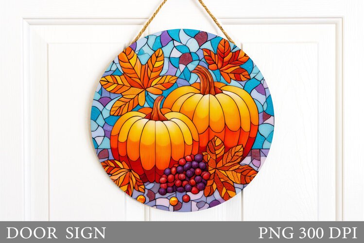 Pumpkin Door Sign Sublimation. Fall Door Sign Design example image 1