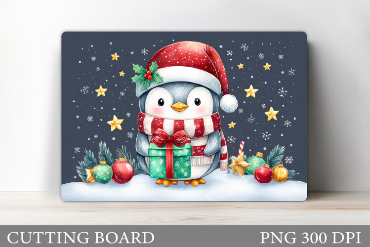 Cute Penguin Cutting Board. Christmas Cutting Board Design example image 1