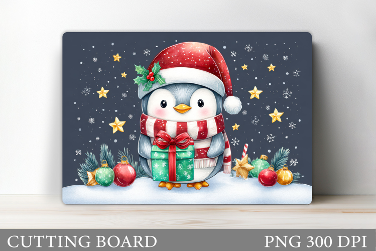 Cute Penguin Cutting Board. Christmas Cutting Board Design