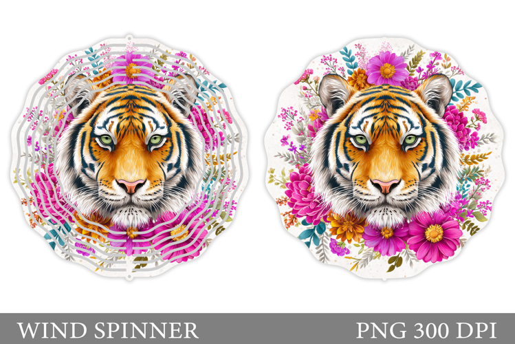 Tiger Wind Spinner Design. Tiger Flowers Wind Spinner