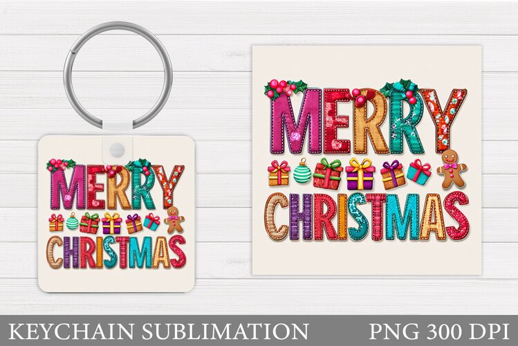 Merry Christmas Keychain. Christmas Keychain Design example image 1