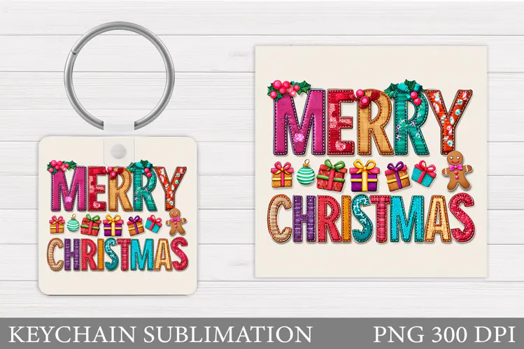Merry Christmas Keychain. Christmas Keychain Design