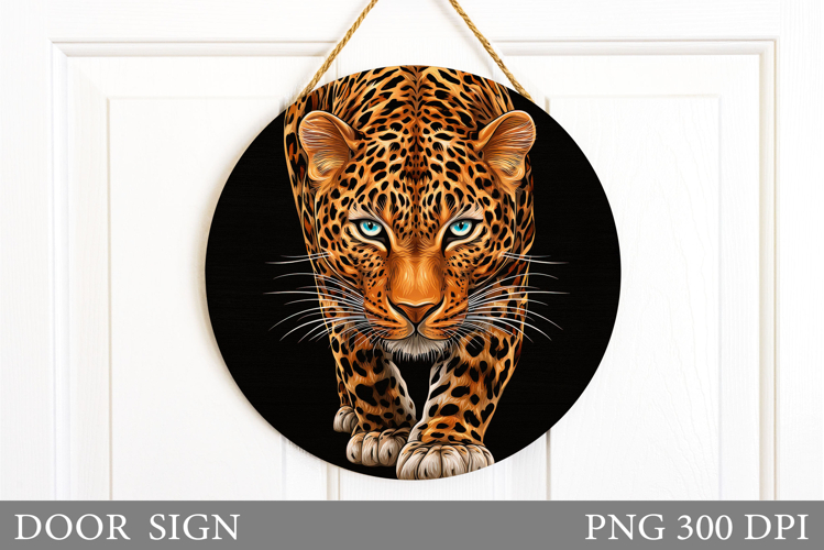Leopard Door Sign Design. Leopard Sublimation example image 1