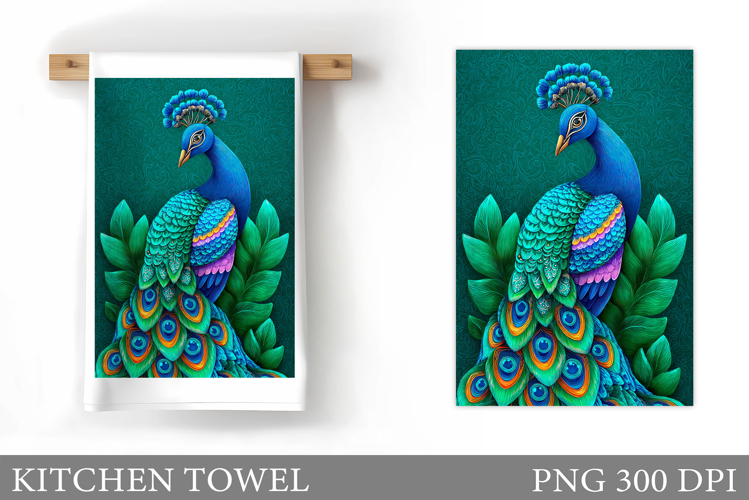 Peacock Kitchen Towel. Peacock Sublimation