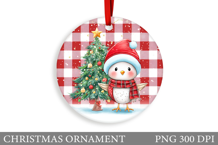 Cute Bird Christmas Ornament. Christmas Sublimation