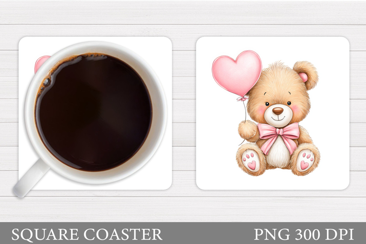 Valentines Bear Coaster. Valentines Coaster Sublimation