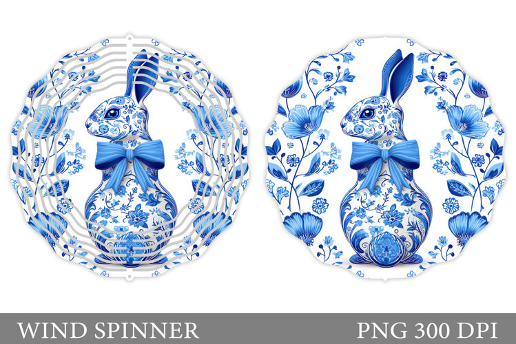 Floral Bunny Wind Spinner. Bunny Flowers Wind Spinner Design example image 1
