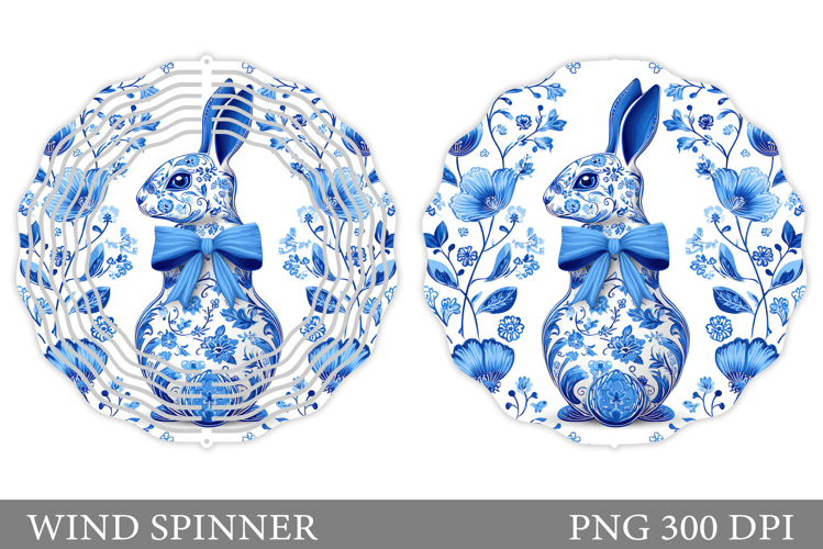 Floral Bunny Wind Spinner. Bunny Flowers Wind Spinner Design