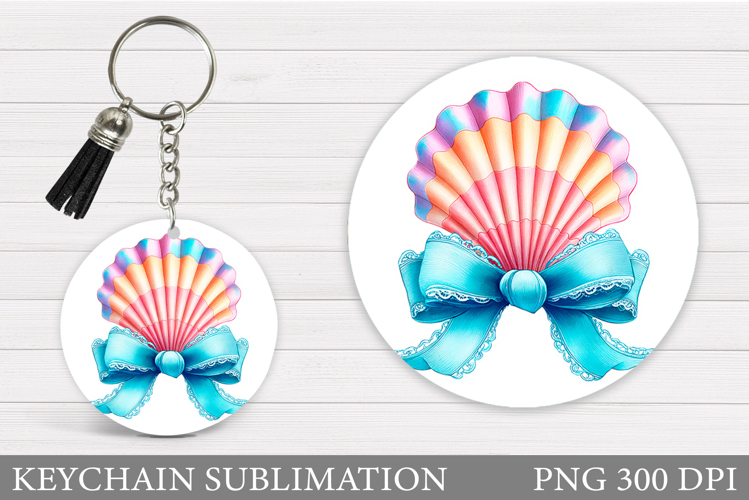 Seashell Keychain Sublimation. Jellyfish Keychain Design